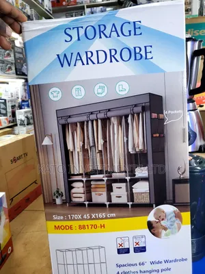 4 Coloum Storage Wardrobe With 4 Hanging Clothes Poles
