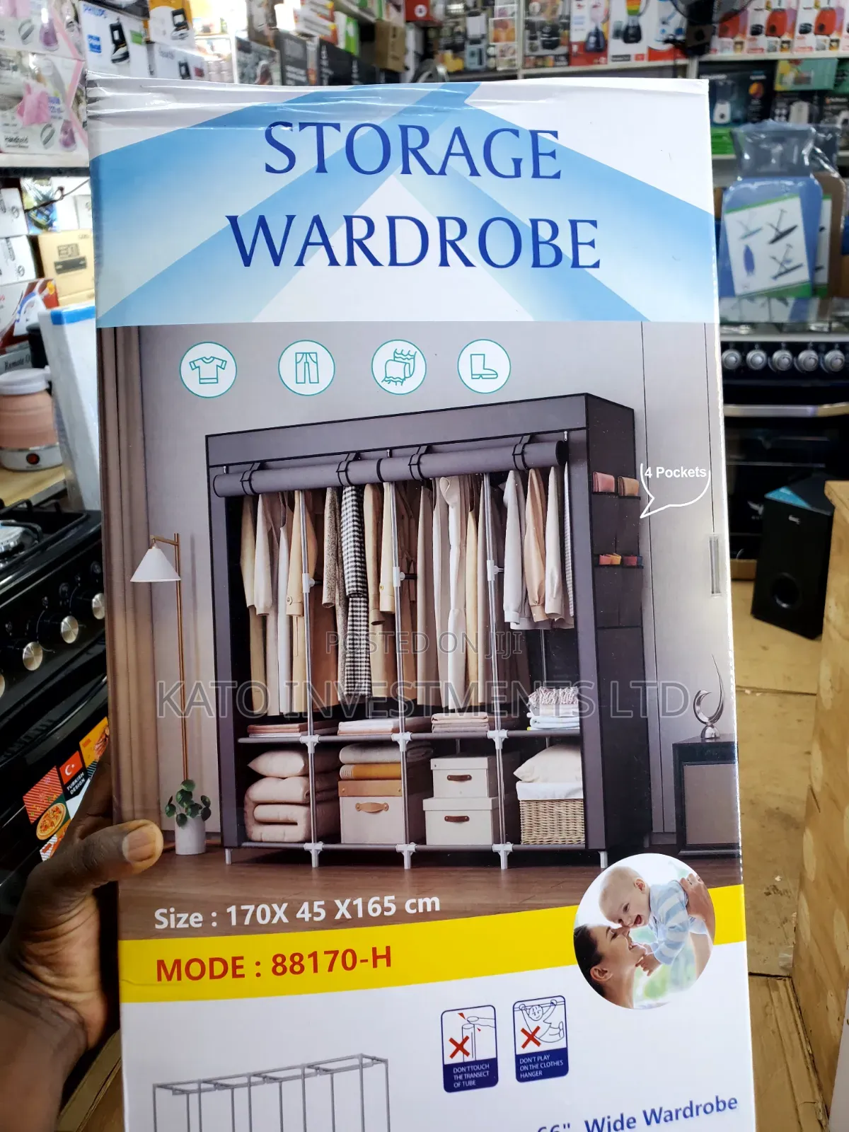 4 Coloum Storage Wardrobe With 4 Hanging Clothes Poles