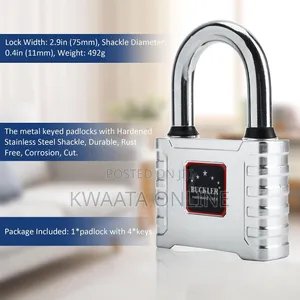 75mm Heavy Duty Lock Steel Warded Padlock Copper Lock Core With 4 Keys
