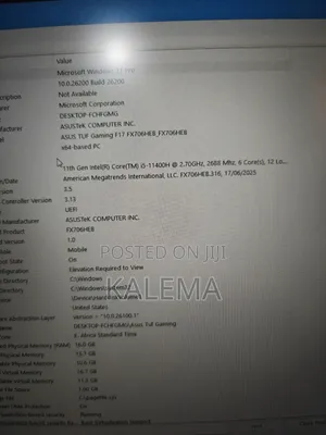 New Laptop Asus TUF Gaming F17 16GB Intel Core i5 SSD 512GB