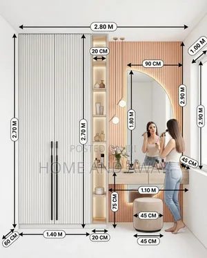 Wardrobes With Dressing Mirror Vanity in Any Colour From 2,800,000/-