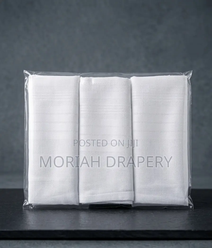 Pack of 3 White Cotton Handkerchiefs - Soft and Absorbent - Brand New