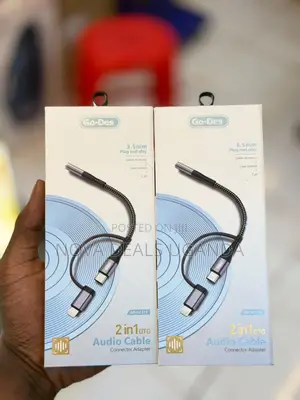 Go Des 2in1 Otg Audio Cable, 3.5mm to Lightning + Type C Transmission