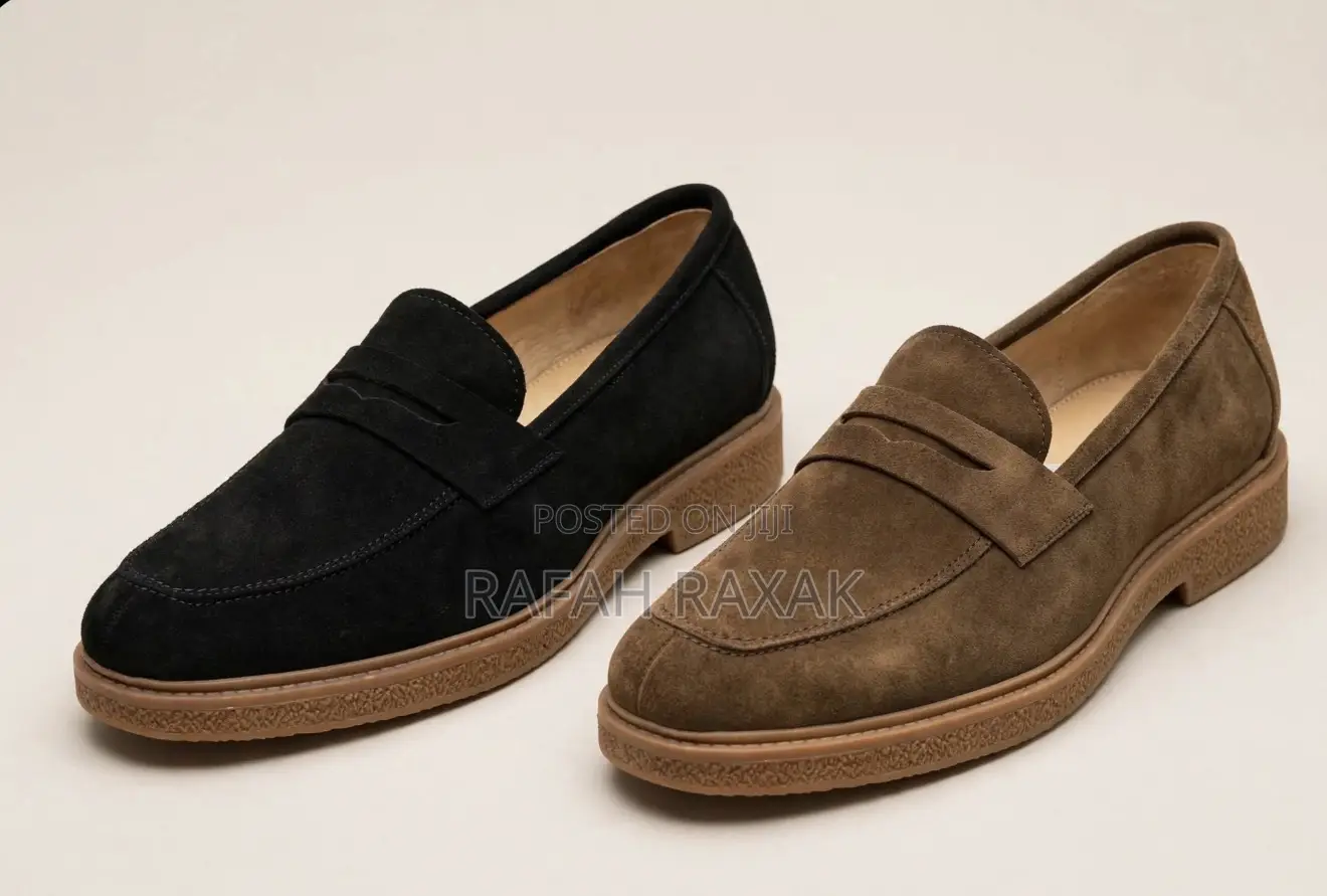 Men’s Super Classic Black/Brown J.M. Weston Suede Penny Loafers