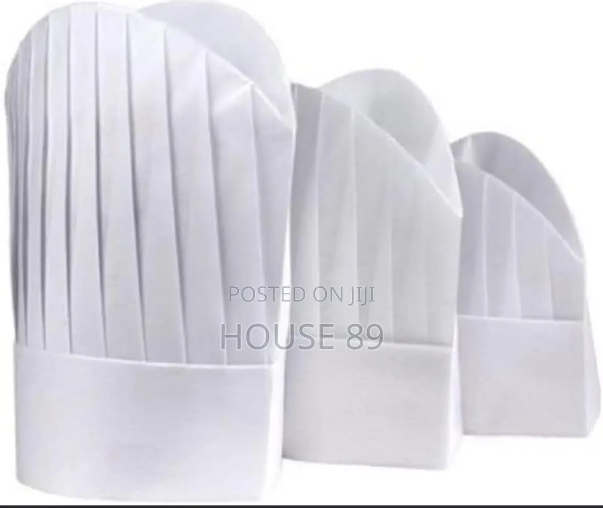 50 Piece Disposable White Non-Woven Chef Hats