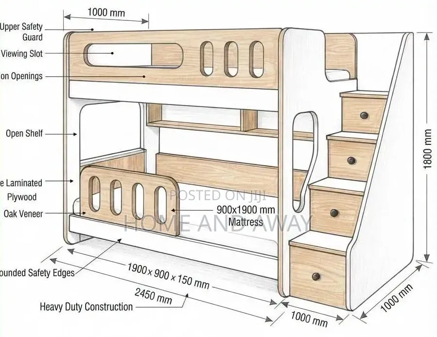 Beds/Bunk Beds With Ladder Chest Drawers Any Colour From 1,880,000/-