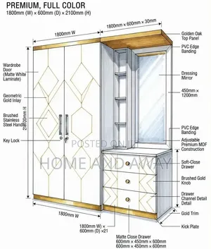 Wardrobes With Dressing Tables Cabinets in Any Colour From 1,800,000/-