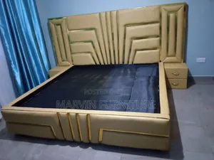 6by6 Cream Bed With Two Bedside Drawer