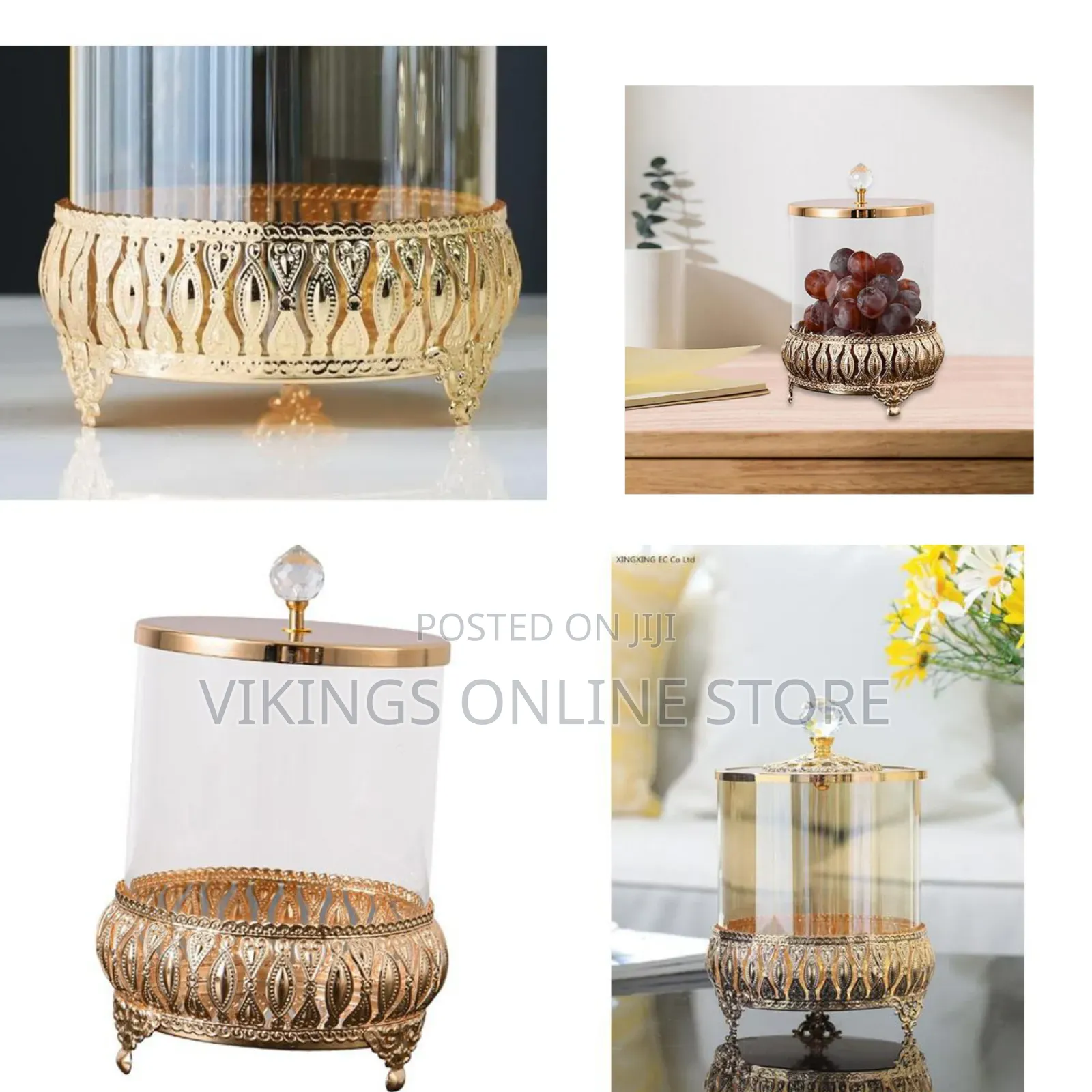 23*17CM Fityle Glass Candy Jar With Lid Sugar Bowl Holder Decoration