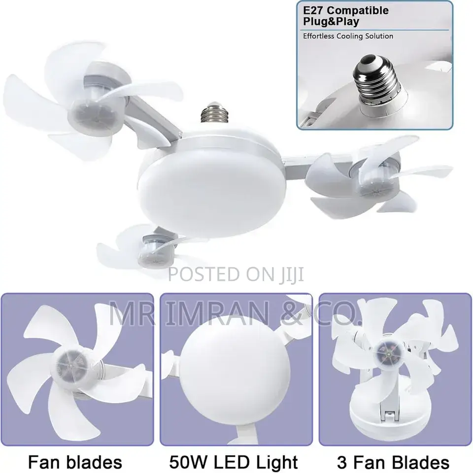 2-in-1 Drone-Style Socket Ceiling Fan With an Integrated Led Light