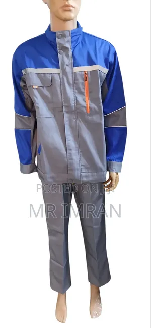 Two-Tone Blue and Grey Industrial Workwear Suit