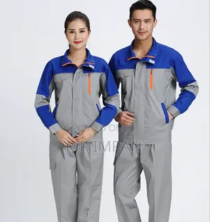 Two-Tone Blue and Grey Industrial Workwear Suit