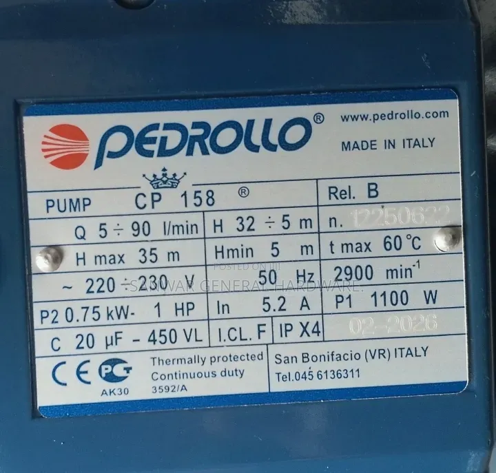 1hp Pedrollo Surface Pumps Automatic Controller(Made in Italy)