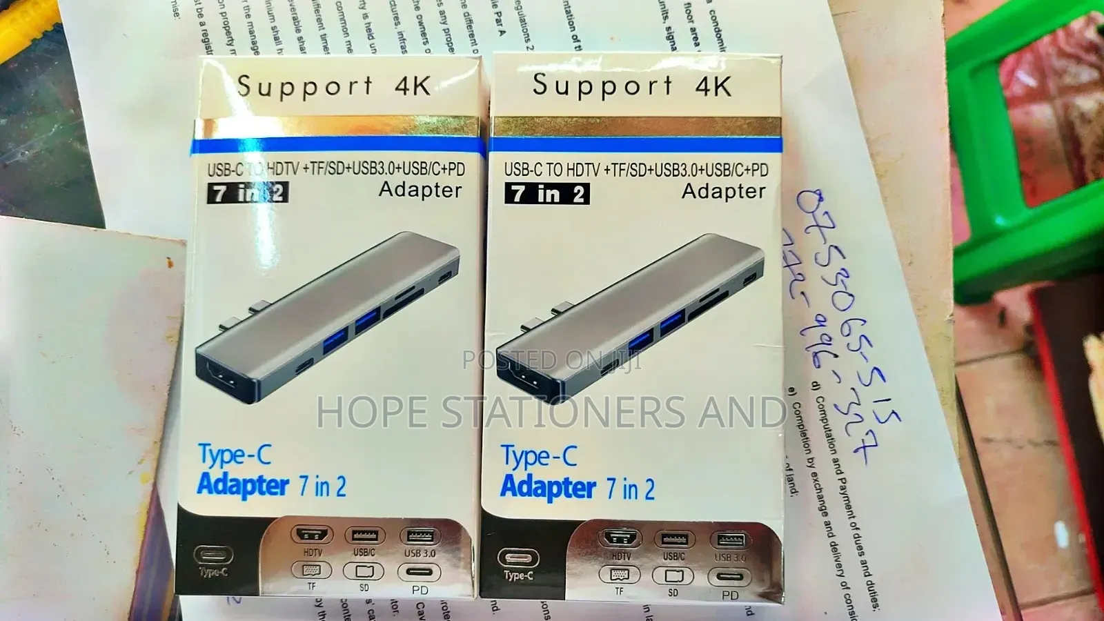 7 in 2 Double USB C to Hdmi + Card Reader + USB C Hub / Type C Hub