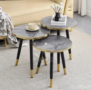 3-in-1 Nesting Coffee Table Set Featuring a Marble-Effect Top