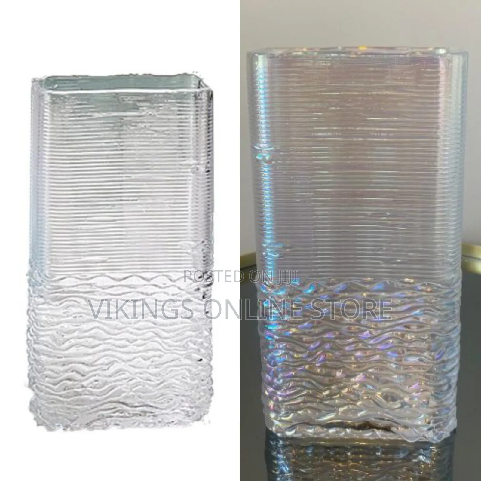 Mediterranean Style Glass Vase, Flower Vase Glass, Wavy Horizontal