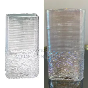 Mediterranean Style Glass Vase, Flower Vase Glass, Wavy Horizontal
