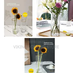 Table Cylindrical Vase, Transparent Luxury Vase With Phnom Rim