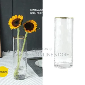 Table Cylindrical Vase, Transparent Luxury Vase With Phnom Rim
