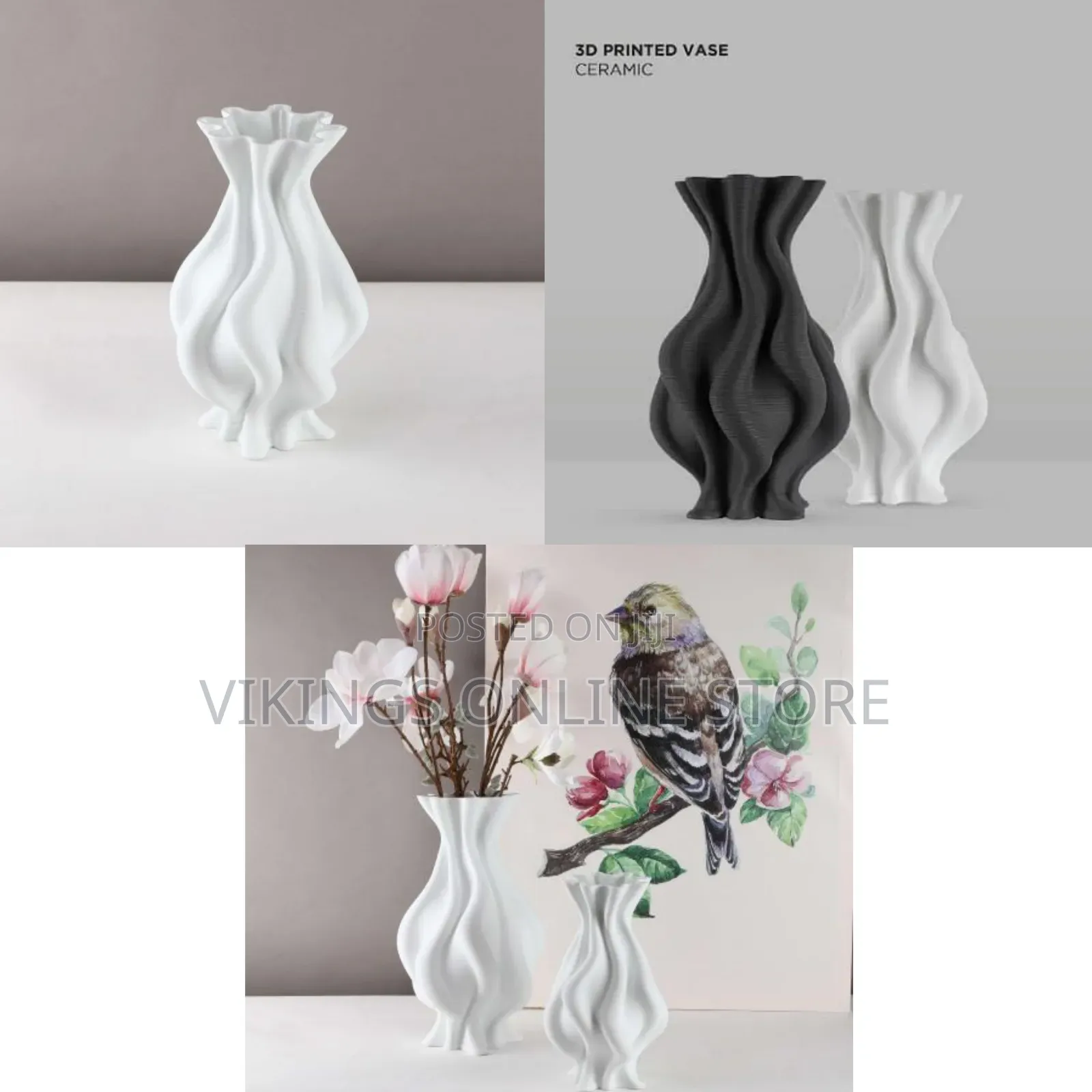 3D Printed Decorative Finger Style Ceramic Vase Flower Arrangement
