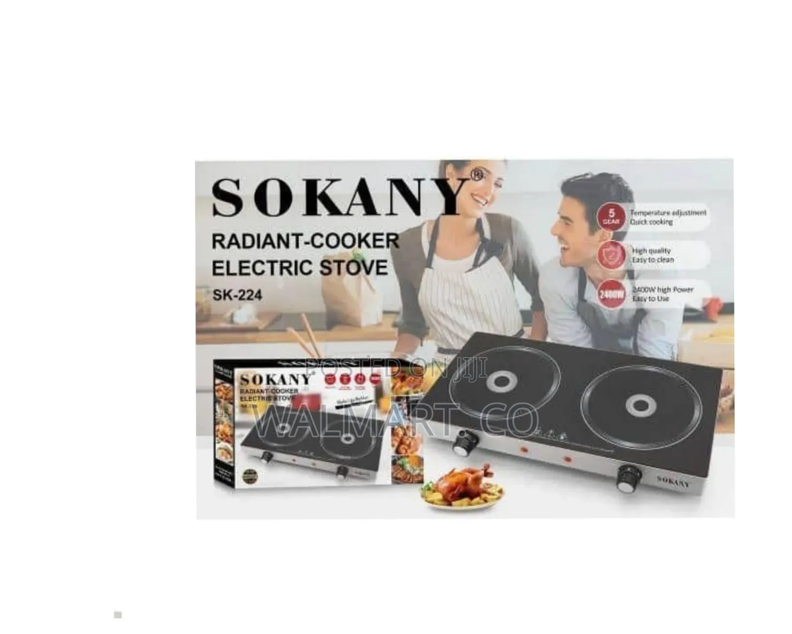 Sokany 2 Burner Tabletop Cooker Electric Infrared Cooker Stove - Black