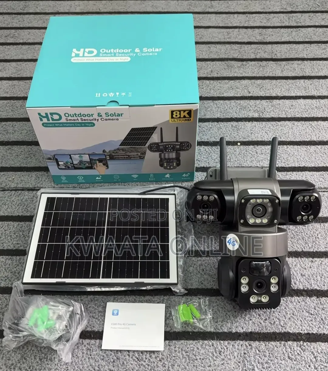 4G LTE Sim Card Solar Security Camera, HD Wi-Fi, 3 Lens Wireless 