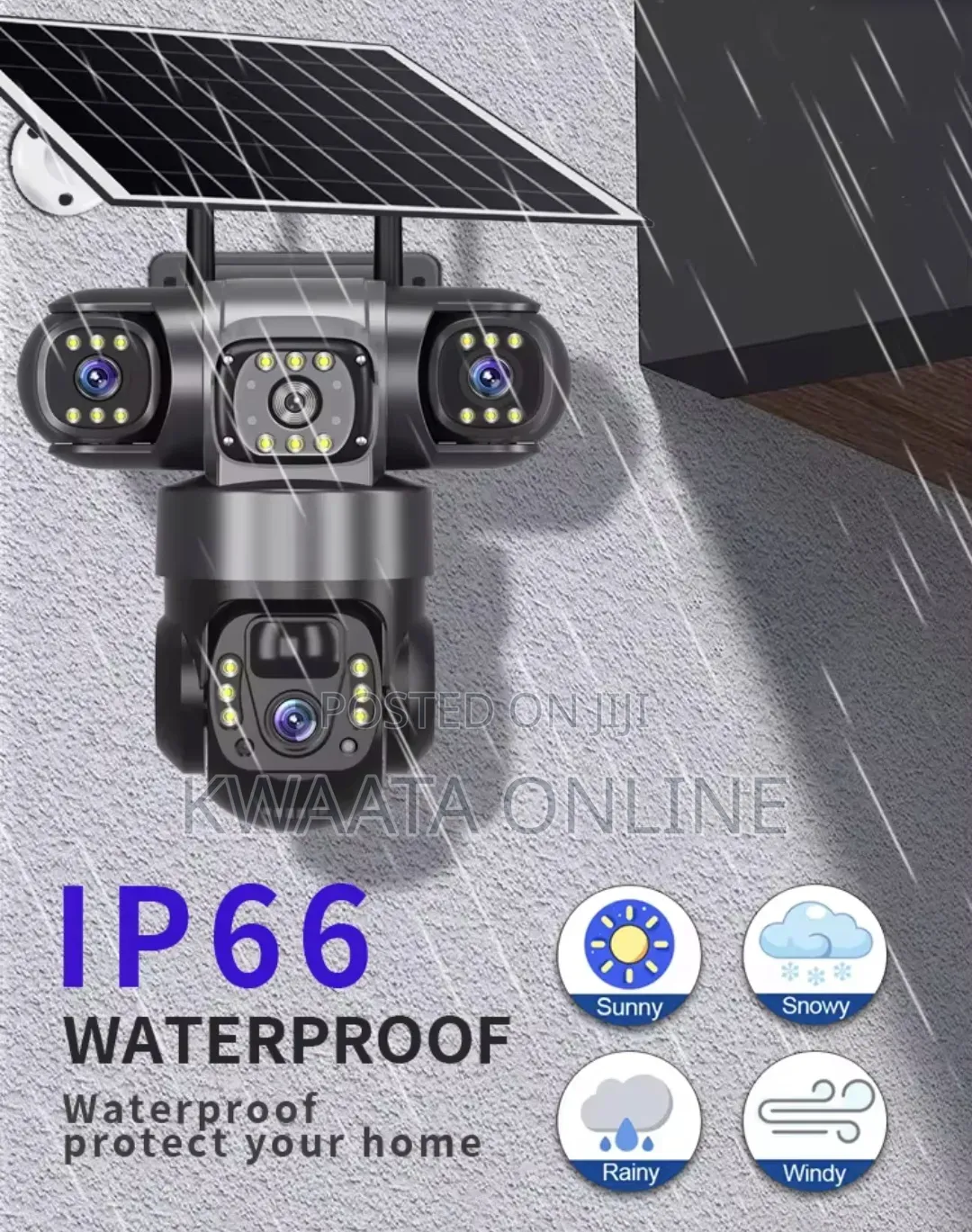 4G LTE Sim Card Solar Security Camera, HD Wi-Fi, 3 Lens Wireless 