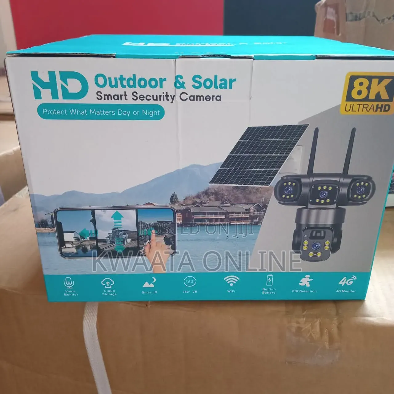 4G LTE Sim Card Solar Security Camera, HD Wi-Fi, 3 Lens Wireless 