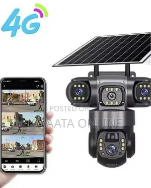 4G LTE Sim Card Solar Security Camera, HD Wi-Fi, 3 Lens Wireless 