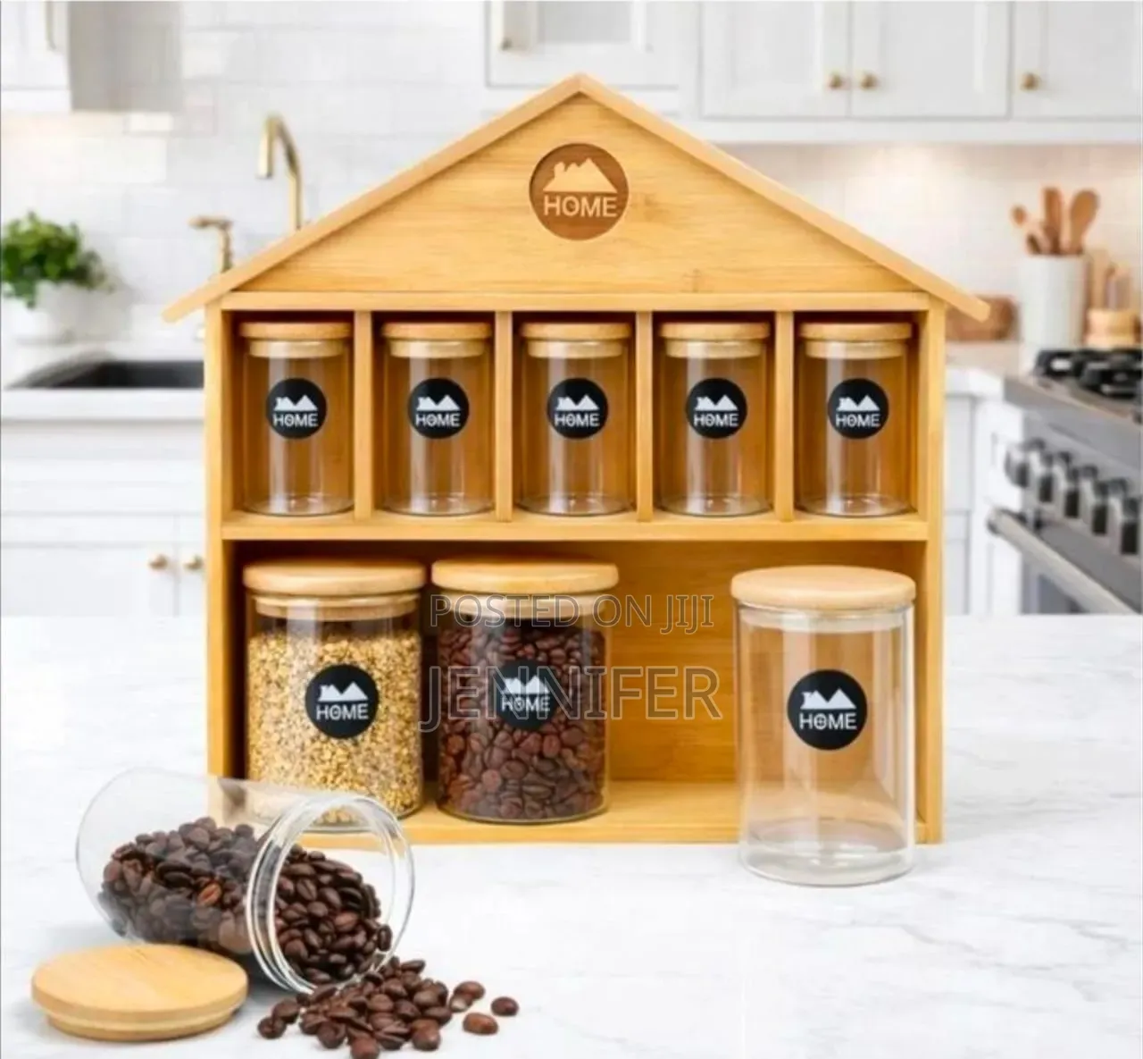 Bamboo Wooden House Spice Organizer