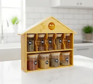 Bamboo Wooden House Spice Organizer