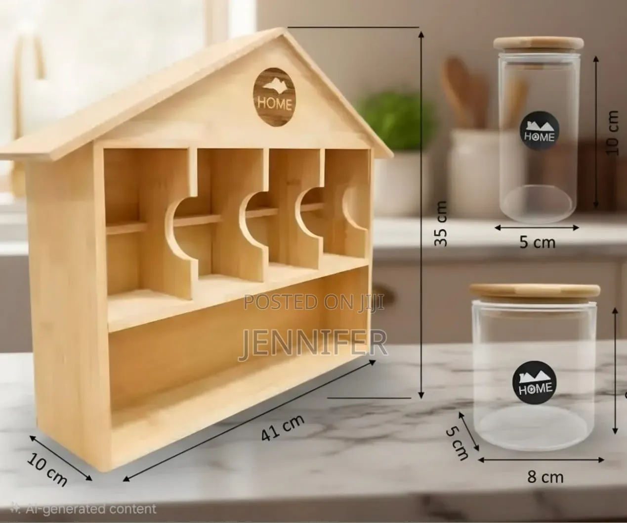 Bamboo Wooden House Spice Organizer