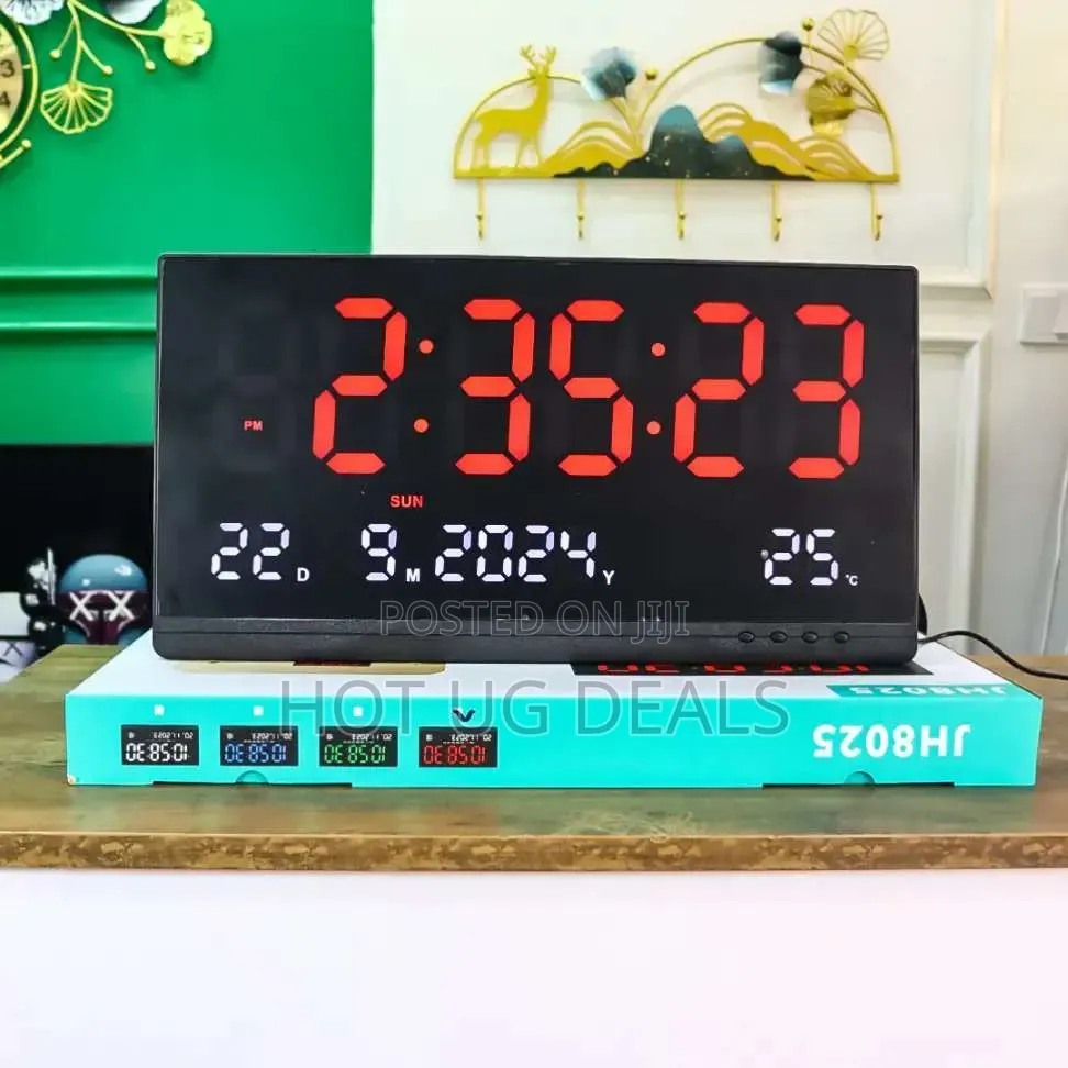 Large LED Digital Wall Clock – 14-Inch With Alarm, Date, Temperature