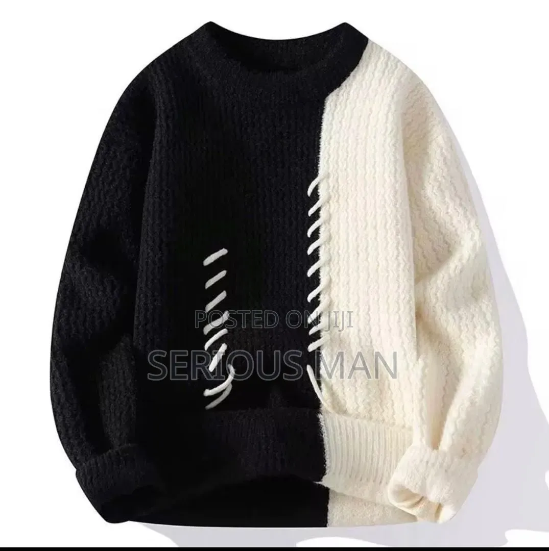 Patchwork Contrast Stitch Knit Sweater
