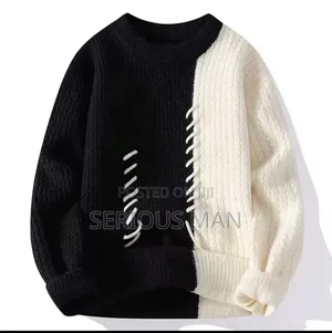 Patchwork Contrast Stitch Knit Sweater
