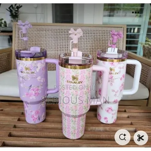 Stanley Love Shack Fancy Tumbler With Straw and Handle-Multicolour