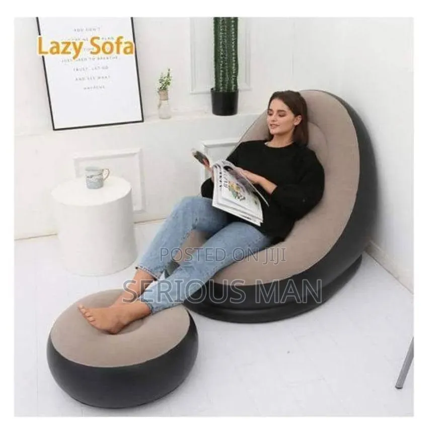 Inflatable Lounge Chair With a Matching Ottoman Footrest.