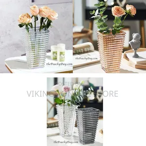 Glass Eye Rectangular Flower Sculpture Vase Tabletop Glass Vases