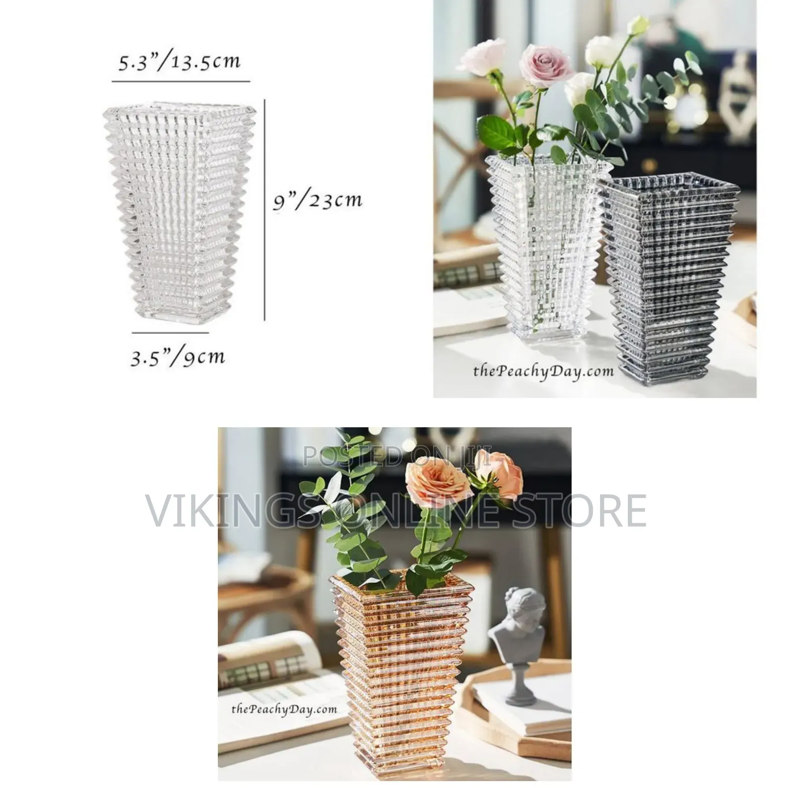 Glass Eye Rectangular Flower Sculpture Vase Tabletop Glass Vases