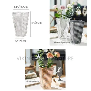 Glass Eye Rectangular Flower Sculpture Vase Tabletop Glass Vases