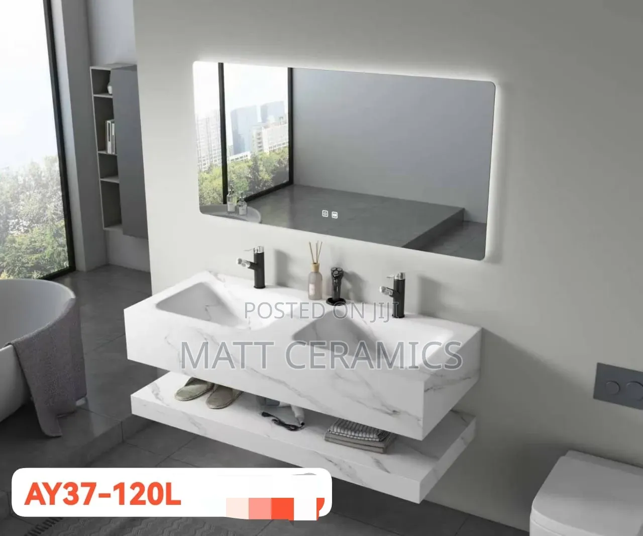 Long Double Marble Bathroom Cabins
