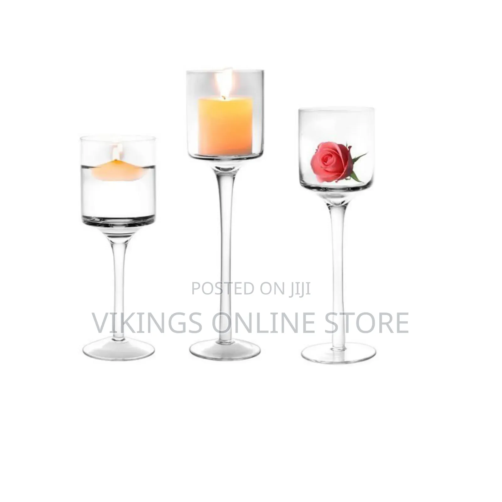 Set of 3 GlassTea Light Glass Candle Holders Ideal for Weddings Parti