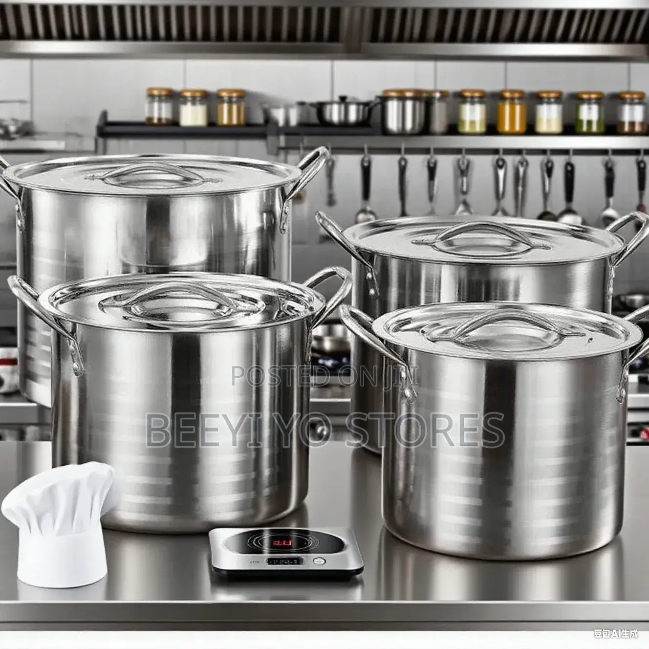 Heavy-Duty Stainless Steel Stock Pot Set With Lids