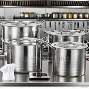 Heavy-Duty Stainless Steel Stock Pot Set With Lids