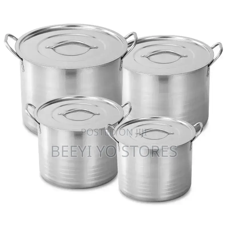 Heavy-Duty Stainless Steel Stock Pot Set With Lids