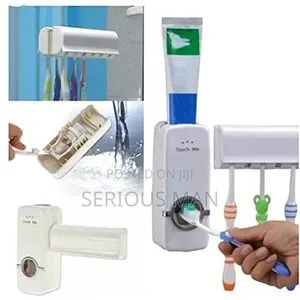 Wall Mounted Toothbrush Holder and Toothpaste Dispenser- White