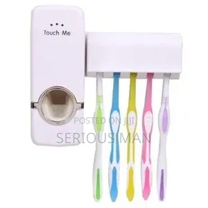 Wall Mounted Toothbrush Holder and Toothpaste Dispenser- White