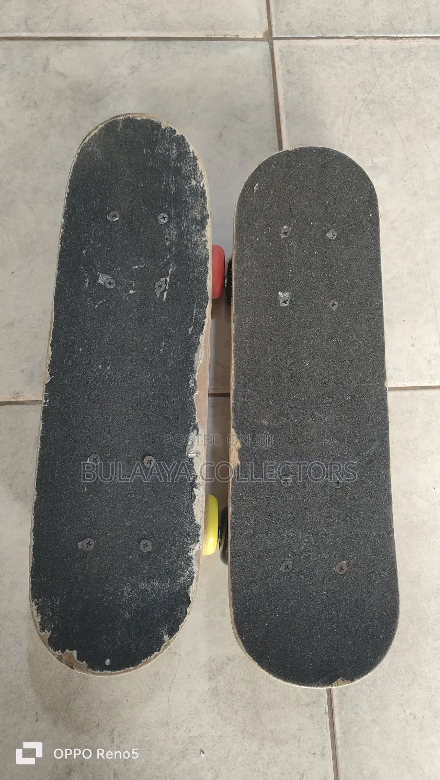 UK Used Small, Printed Wooden Skateboards Designed for Children.