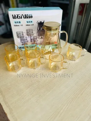A Set of 7pcs 1 Water Jug 6 High Quality Glasses