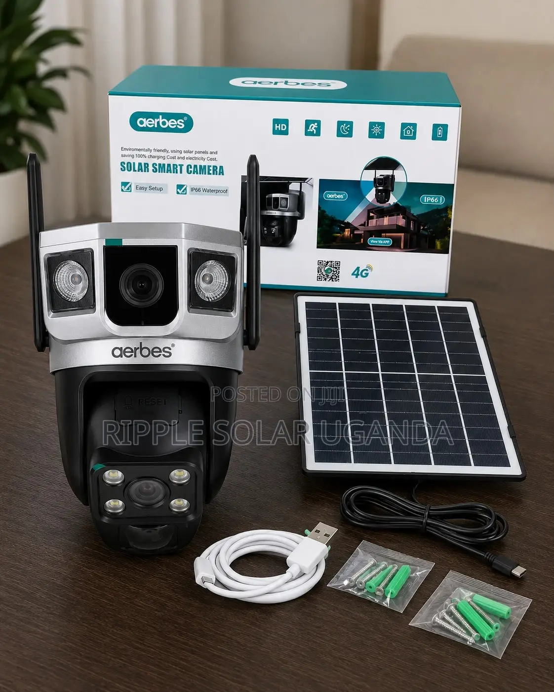 Aerbes 4G Solar PTZ Security Camera 3 Lens AB-JK70-G
